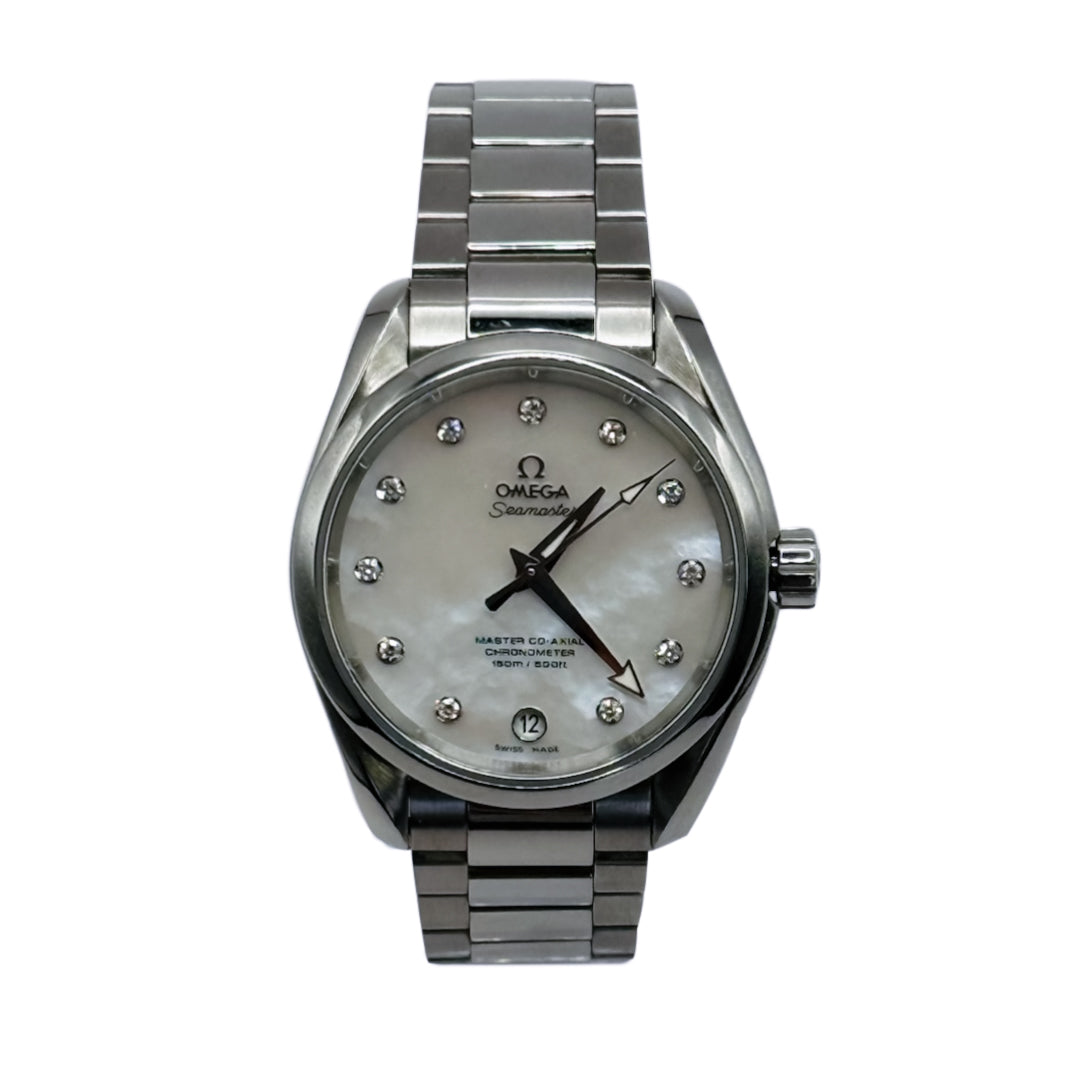 Omega Aqua Terra 38 mm Stainless Steel Mother of Pearl Diamond Dial